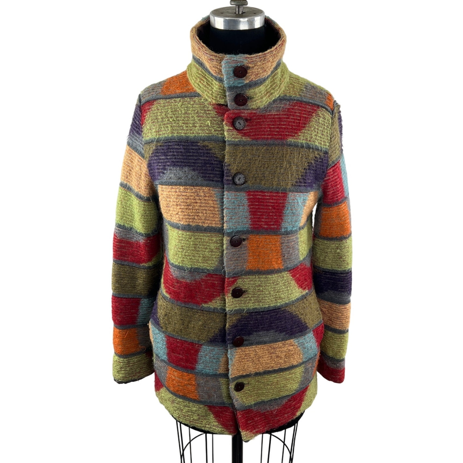 Vintage Missoni Sport Multi Reversible Jacket Colorblock High Neck Front-Button